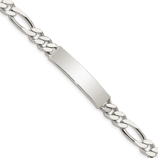 Sterling Silver Polished Engraveable Figaro Link ID Bracelet QID92-7.5