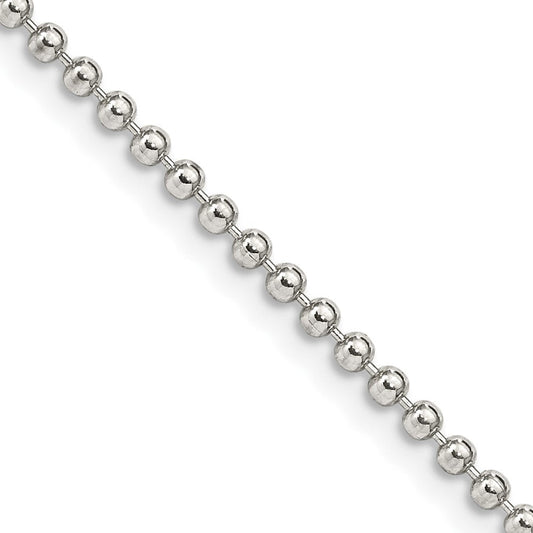 Sterling Silver 2mm Beaded ChainQK27