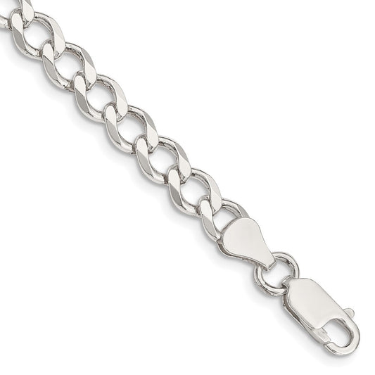 Sterling Silver 6.7mm Semi-solid Flat Curb Chain QLFB150-8