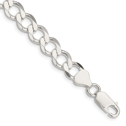 Sterling Silver 8.1mm Semi-solid Flat Curb Chain QLFB180-8