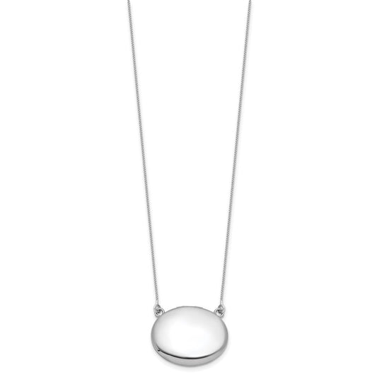 Sterling Silver Rhodium-plated Polished Front/Brushed Back 18.75 inch with 2 inch extension 20mm Oval Locket Necklace QLS1229