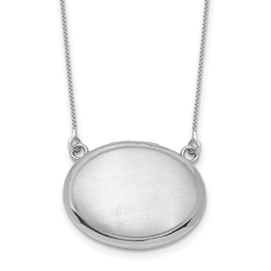 Sterling Silver Rhodium-plated Brushed with Border 18.75 inch with 2 inch extension 20mm Oval Locket Necklace QLS1230