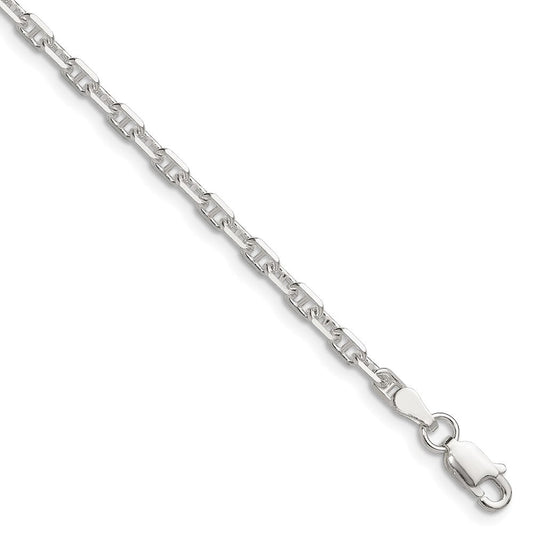 Sterling Silver Polished and D/C 3mm Mariner Link Chain QMA080-8