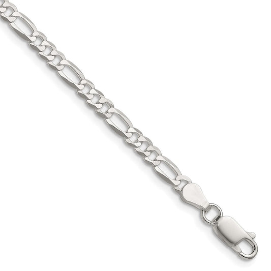 Sterling Silver 4.0mm Lightweight Flat Figaro Chain QMB100-8