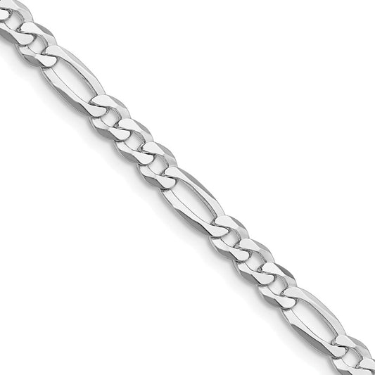 Sterling Silver Rhodium-plated 4.5mm Lightweight Flat Figaro ChainQMB120R