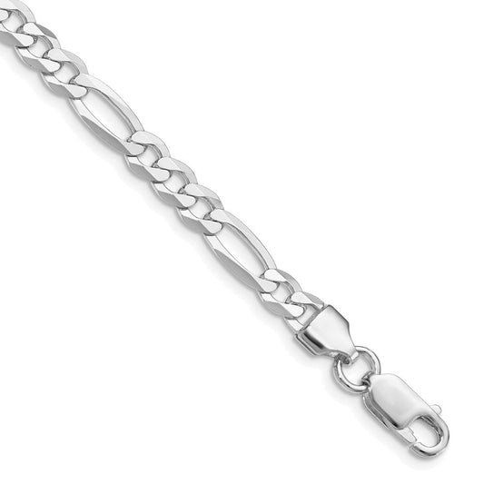 Sterling Silver Rhodium-plated 5.5mm Lightweight Flat Figaro Chain QMB150R-8