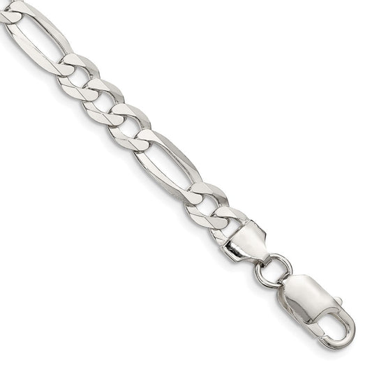 Sterling Silver 7.0mm Lightweight Flat Figaro Chain QMB180-8