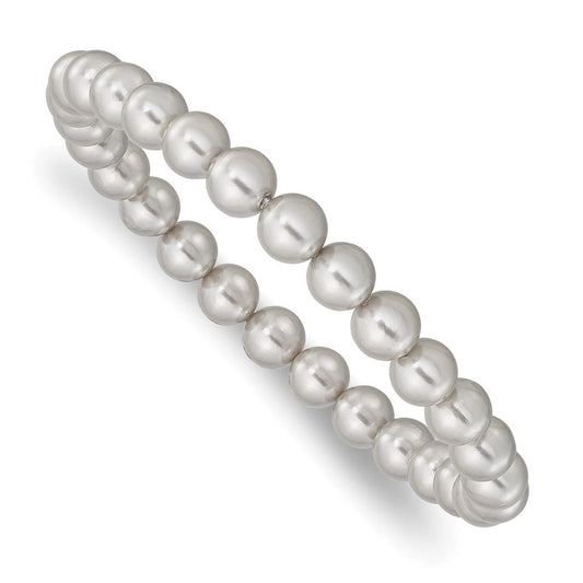 Majestik 7-8mm Grey Imitation Shell Pearl Stretch Bracelet QMJB78G
