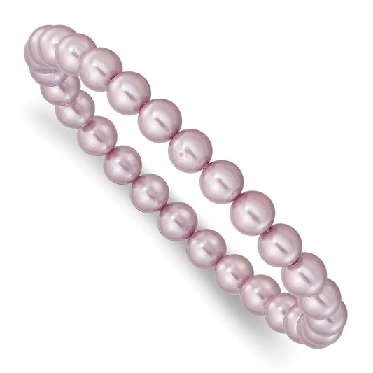 Majestik 7-8mm Purple Imitation Shell Pearl Stretch Bracelet QMJB78PU