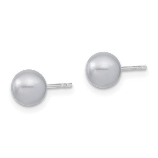 QMJE6G Majestic Sterling Silver Rhodium-plated 6-7mm Grey Imitation Shell Pearl Stud Earrings