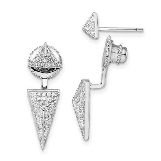 QMP1497 Brilliant Embers Sterling Silver Rhodium-plated 104 Stone Micro Pav������������������������������������������������������ CZ Convertible Back Earrings