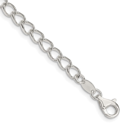 Sterling Silver 4.5mm Half round Wire Open Curb Chain QPE58-8