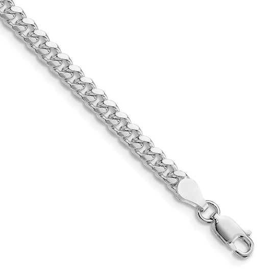 Sterling Silver Rhodium-plated 4mm Domed w/ Side D/C Curb Chain QRC120R-8