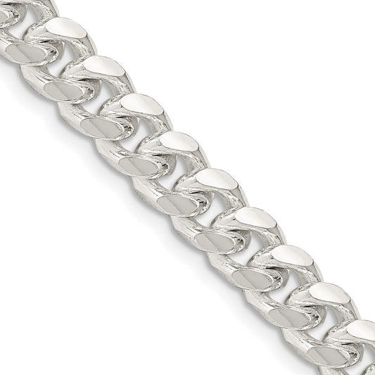 Sterling Silver 7.35mm Domed w/ Side D/C Curb ChainQRC220