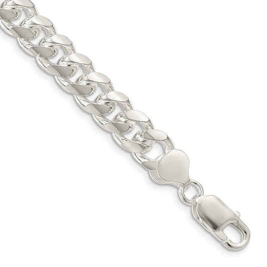 Sterling Silver 8.5mm Domed w/ Side D/C Curb Chain QRC240-8