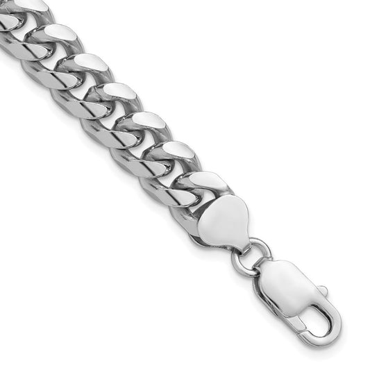 Sterling Silver Rhodium-plated 8.5mm Domed w/ Side D/C Curb Chain QRC240R-8
