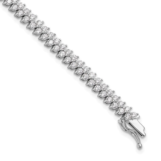 Sterling Shimmer Sterling Silver Rhodium-plated CZ 138 Stone 7 inch Bracelet QSH101-7