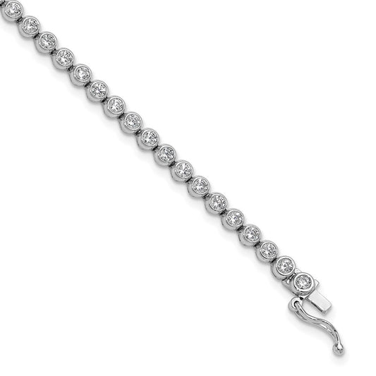 Sterling Shimmer Sterling Silver Rhodium-plated Bezel Set 2.3mm CZ 48 Stone 7 inch Bracelet QSH174-7