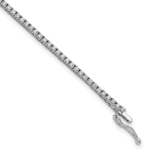 Sterling Shimmer Sterling Silver Rhodium-plated 1.5mm CZ 95 Stone 7 inch Bracelet QSH178-8