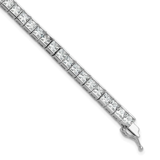Sterling Shimmer Sterling Silver Rhodium-plated Square 3.5mm x 3.5mm CZ 46 Stone 7 inch Bracelet QSH186-7