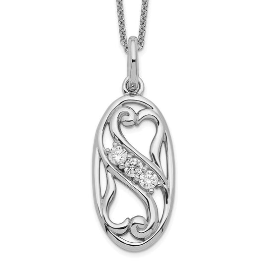 Sentimental Expressions Sterling Silver Rhodium-plated CZ Best Friends Forever 18in Necklace QSX287