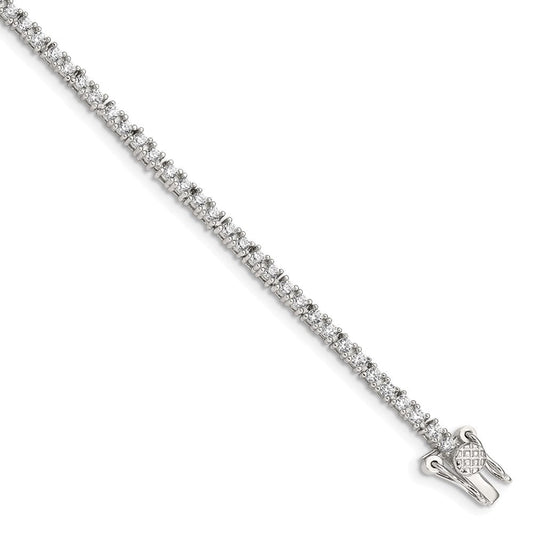Sterling Silver Rhodium-plated CZ Tennis Bracelet QX104CZ