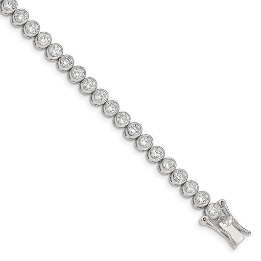 Sterling Silver Rhodium-plated CZ 7 inch Tennis Bracelet QX558CZ