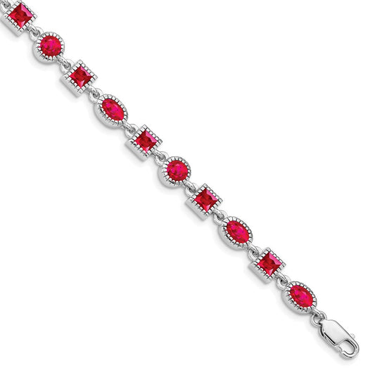 Sterling Silver Rhodium-plated Ruby Bracelet QX622R