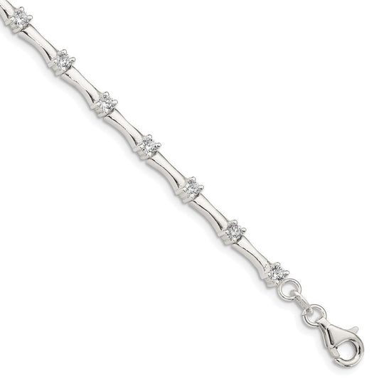 Sterling Silver CZ Fancy Polished Bracelet QX769CZ
