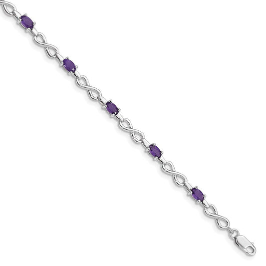 Sterling Silver Rhodium-plated Amethyst Bracelet QX837AM