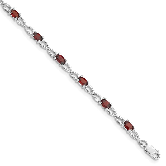 Sterling Silver Rhodium-plated Garnet Bracelet QX842GA
