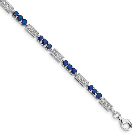 Sterling Silver Rhodium-plated Sapphire and Diamond Bracelet QX861S
