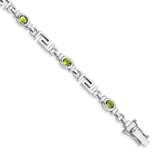Sterling Silver Rhodium-plated Peridot Bracelet QX864PE