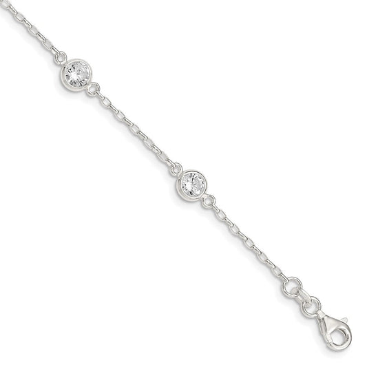 Sterling Silver Polished CZ Bracelet QX936CZ