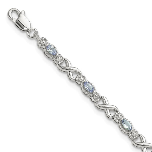Sterling Silver Rhodium-plated Polished Tanzanite Xs 7.5 inch Bracelet QX974TZ