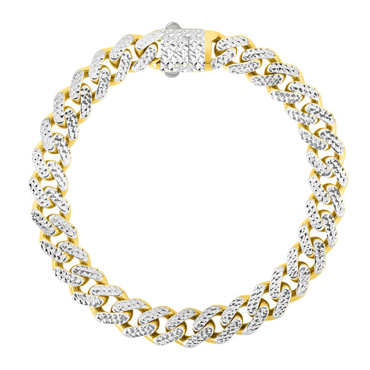 Royal Chain 14K Gold 9.5mm White Pave Lite Miami Cuban RC10348