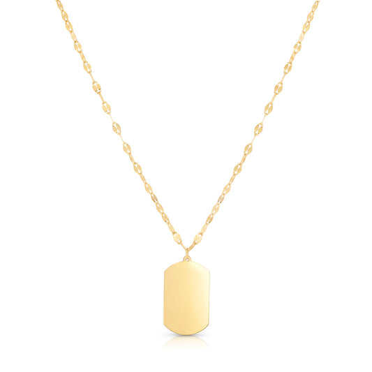 Royal Chain 14K Gold Tag with Mirror Chain RC11586