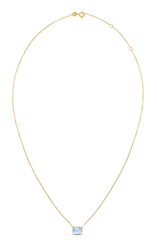 Royal Chain 14K Gold Emerald Cut Blue Topaz Necklace RC11895