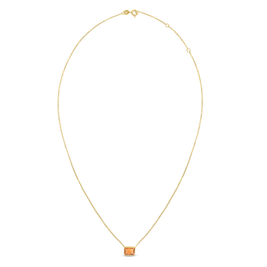 Royal Chain 14K Gold Emerald Cut Citrine Necklace RC11896