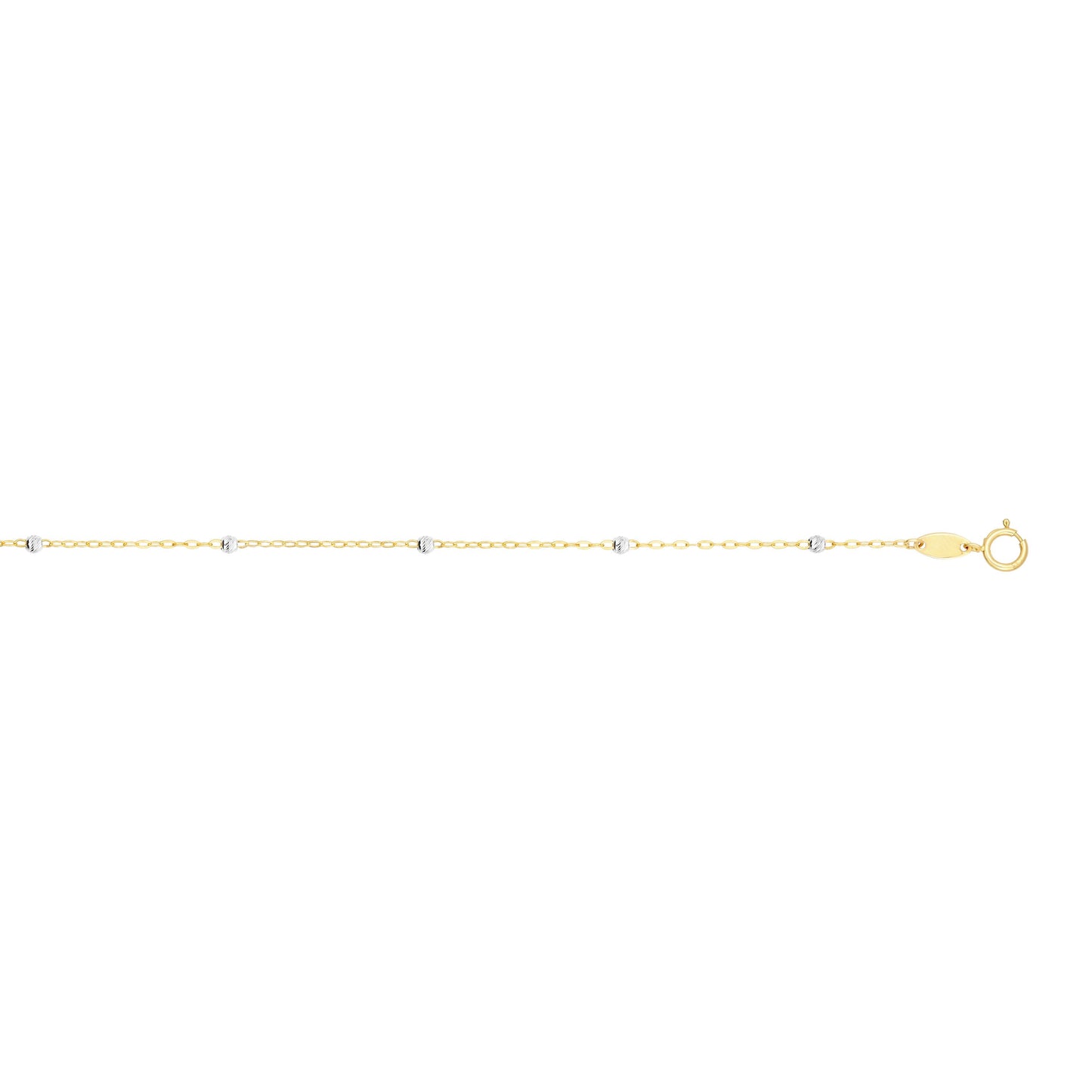 14K Gold 3.5mm Diamond Cut Bead Saturn Chain