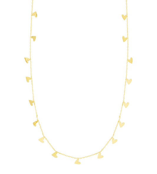 Royal Chain 14K Gold Dangling Hearts Necklace RC12666