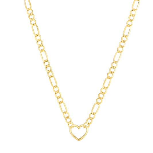 Royal Chain 14K Heart Figaro Chain Necklace RC13668