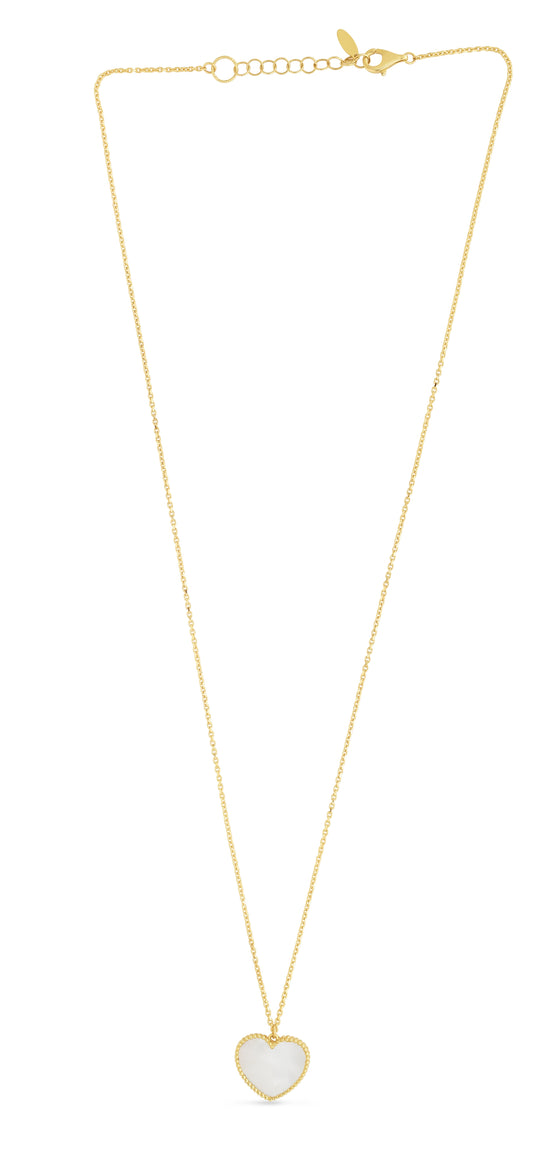 Royal Chain 14K Gold Mother of Pearl Heart Necklace RC14105