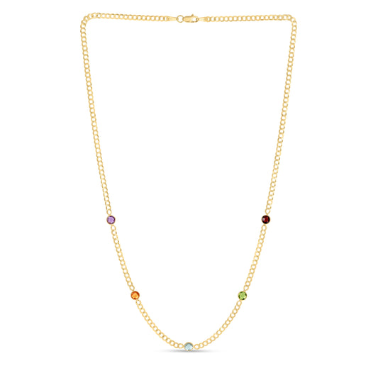 Royal Chain 14K Multi Gemstone Curb Chain Necklace RC15127