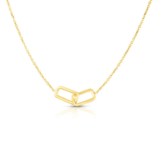 Royal Chain 14K Gold Polished Interlocking Rectangles Necklace RC2697
