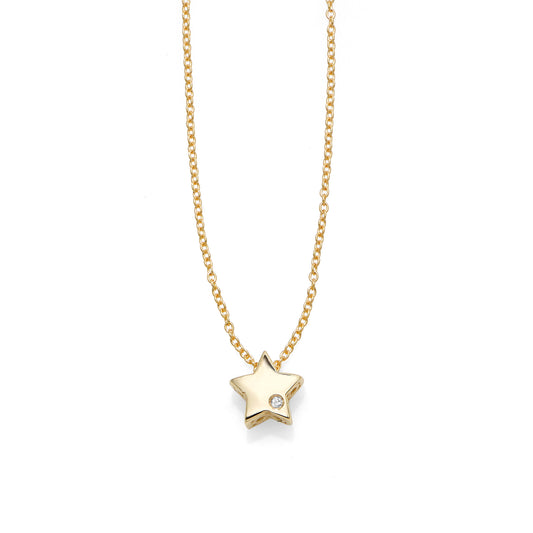 Royal Chain 14K Gold .005ct Diamond Star Necklace RC7056