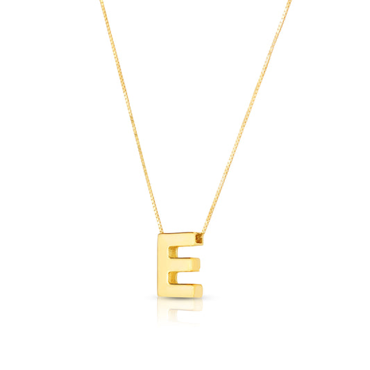 Royal Chain 14K Gold Block Letter Initial E Necklace RCE10969