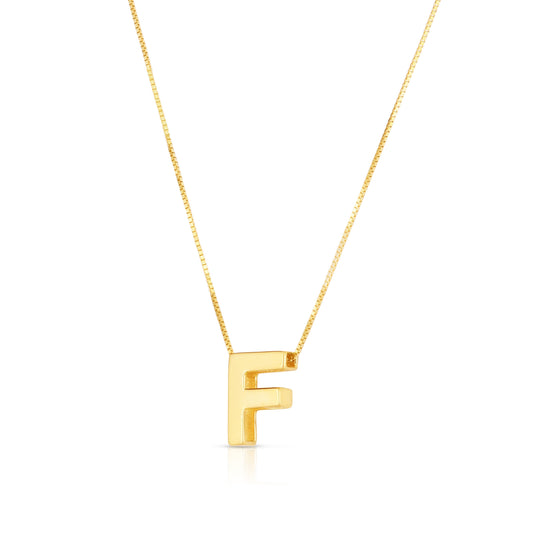 Royal Chain 14K Gold Block Letter Initial F Necklace RCF10969
