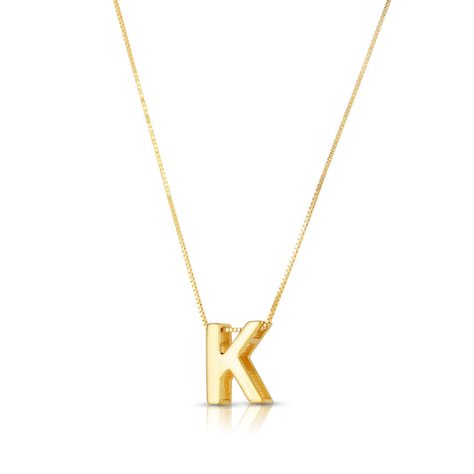 Royal Chain 14K Gold Block Letter Initial K Necklace RCK10969