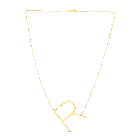 Royal Chain 14K Gold Large Initial R Necklace RCR10908